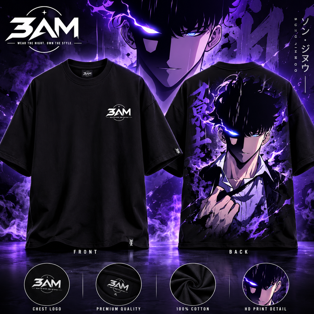 Sung Jinwoo Shadow Monarch Anime Graphic Black T-Shirt